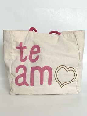 Canvas Tote Bag with Pink Design